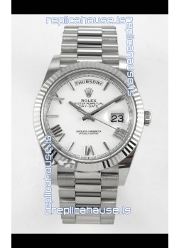Rolex Day Date Super Clone White Dial 40MM 220 Grams Swiss Replica watch 