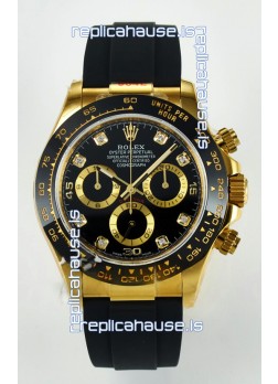Rolex Daytona Super Clone 116518 Yellow Gold Black Dial Original Cal.4130 Movement