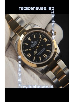 Rolex Explorer I Japanese Movement Replica Watch in Two Tone Black Dial 36MM
