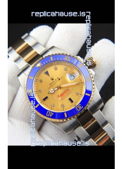 Rolex Submariner Japanese Replica Watch in 2 Tone Yellow Gold Casing Gold Dial 
