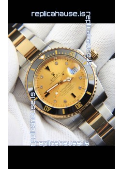 Rolex Submariner Japanese Replica Watch in 2 Tone Yellow Gold Casing Gold Dial 