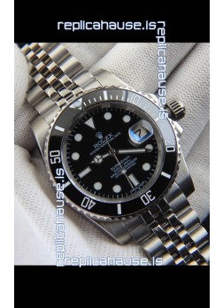 Rolex Submariner Japanese Replica Watch 904L Steel - Ceramic Bezel in Black