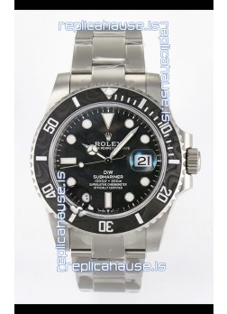 Rolex Submariner DiW Sandblasted Steel Casing Carbon Fiber Bezel Watch Black Dial