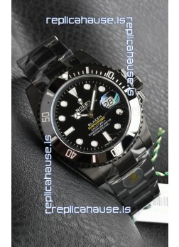 Rolex Submariner Blaken DLC Coated Swiss Replica Watch in Black Dial 