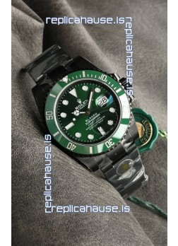 Rolex Submariner Blaken DLC Coated Swiss Replica Watch in Green Dial