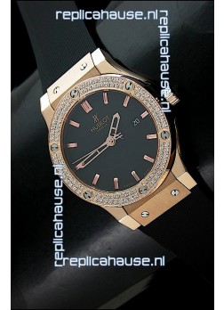 Hublot Fusion Bang Swiss Watch in Rose Gold Case Diamonds Bezel