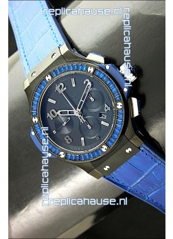 Hublot Big Bang All Black Edition in Purple Strap and Baguette Diamonds Bezel