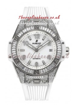 Hublot Big Bang One Click moissanite Paved Casing Super Clone Watch White Dial