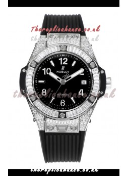 Hublot Big Bang One Click moissanite Paved Casing Super Clone Watch Black Dial
