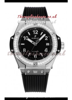 Hublot Big Bang One Click moissanite Bezel Super Clone Watch Black Dial