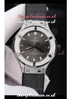 Hublot Classic Fusion Diamonds Steel Grey Dial 38MM Super Clone Watch 