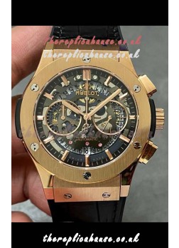 Hublot Classic Fusion Chronograph Rose Gold Skeleton Super Clone Watch 