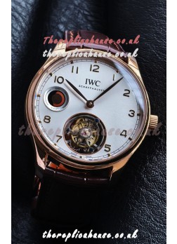 IWC Portuguese Tourbillon Rose Gold Steel dial Super Clone Watch 