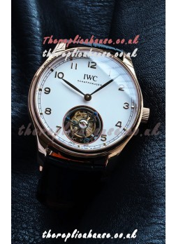 IWC Portuguese Tourbillon Rose Gold White Dial Super Clone Watch 