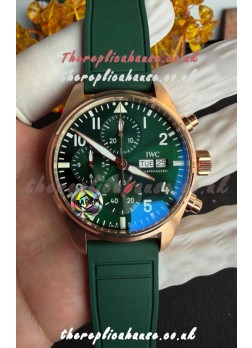 IWC PILOT'S Rose Gold Chronograph Green Dial Super Clone Watch 