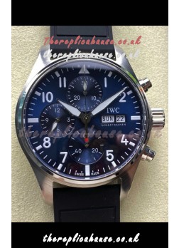 IWC PILOT'S Chronograph Blue Dial Rubber Strap Super Clone Watch 