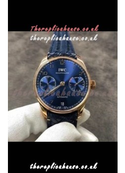 IWC Portugieser Blue Dial Rose Gold Super Clone Watch 