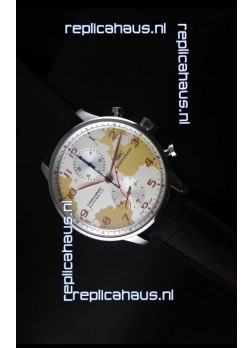 IWC Portuguese Chronograph Swiss Replica Watch in Map Printed Dial - 1:1 Mirror Replica Edition