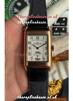 Jaeger-LeCoultre Reverso Tribute Duoface Rose Gold White & Grey Dial Super Clone Watch 