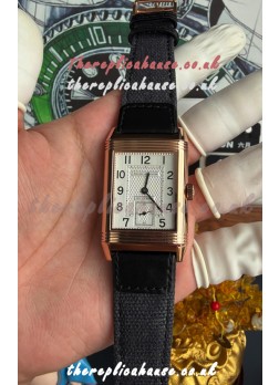 Jaeger-LeCoultre Reverso Tribute Duoface Rose Gold White & Black Dial Super Clone Watch 