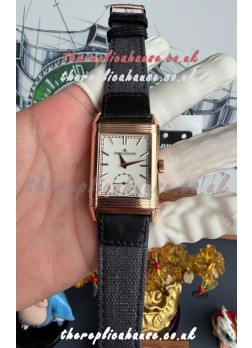 Jaeger-LeCoultre Reverso Tribute Duoface Rose Gold White & Black Dial Super Clone Watch 
