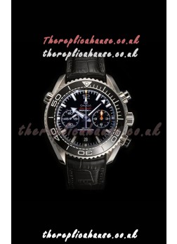 Omega Speedmaster Planet Ocean Black Dial Leather Strap Super Clone Watch 