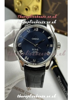 Omega De Ville Co-Axial 41MM Blue Dial Leather Strap Super Clone Watch 