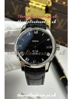Omega De Ville Co-Axial 41MM Black Dial Leather Strap Super Clone Watch 