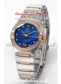 Omega Constellation 29MM Two Tone Rose Gold Blue Dial Automatic Super Clone Watch 