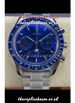 Omega Speedmaster Moonphase Blue Dial Steel Strap Super Clone Watch 