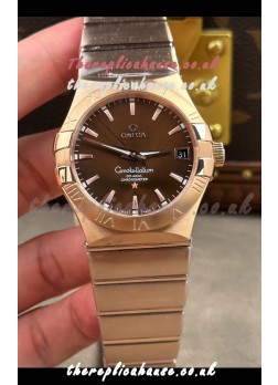 Omega Constellation 38MM Rose Gold Brown Dial Super Clone Watch 