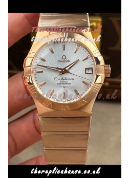 Omega Constellation 38MM Rose Gold Steel Dial Super Clone Watch 