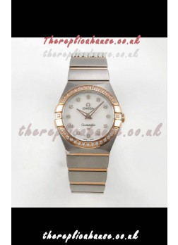 Omega Constellation 28MM Two Tone Rose Gold Pearl Dial QUARTZ Super Clone Watch 