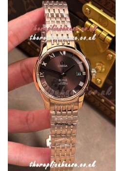 Omega De-Ville Rose Gold Brown Roman Dial 41MM Super Clone Watch 