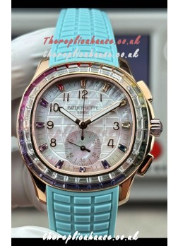 Patek Philippe Aquanaut 7968 Rose Gold Tiffany Blue Strap Super Clone Watch 