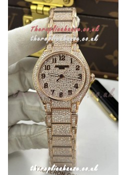Patek Philippe Twenty-4 Diamonds Paved Rose Gold Super Clone Watch 