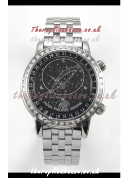 Patek Philippe Grand Complications 6102 Black Dial Steel Strap Super Clone Watch 