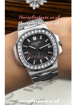 Patek Philippe Nautilus 5723 Black Dial White Sapphires Super Clone Watch 
