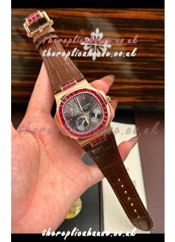 Patek Philippe Nautilus 5712 Rose Gold Red Rubies Super Clone Watch 