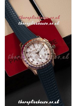 Patek Philippe Aquanaut 7968 Rose Gold Blue Strap Super Clone Watch 