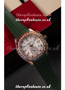 Patek Philippe Aquanaut 7968 Rose Gold Green Strap Super Clone Watch 
