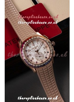 Patek Philippe Aquanaut 7968 Rose Gold Brown Strap Super Clone Watch 