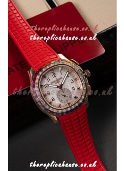 Patek Philippe Aquanaut 7968 Rose Gold Red Strap Super Clone Watch 