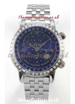 Patek Philippe Grand Complications 6102 Blue Dial Steel Strap Super Clone Watch 