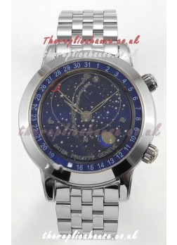 Patek Philippe Grand Complications 6102 Blue Dial Steel Strap Super Clone Watch 