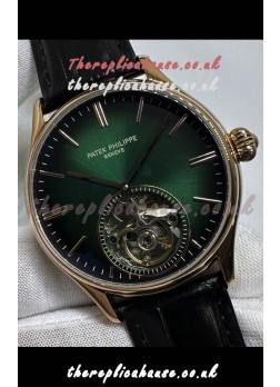 Patek Philippe Japanese Tourbillon Rose Gold Green Dial Japanese Replica Watch 