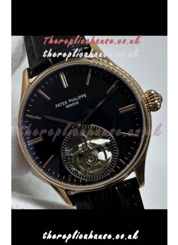 Patek Philippe Japanese Tourbillon Rose Gold Black Dial Japanese Replica Watch 