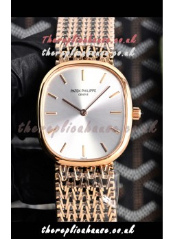 Patek Philippe Golden Ellipse 5738/1R-001 Rose Gold Steel Dial Super Clone Watch 