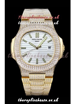 Patek Philippe Super Clone Nautilus 5711/G Diamonds Paved Edition White Dial