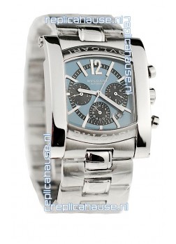 Bvlgari Assioma Chrongraph Japanese Replica Watch in Blue Dial